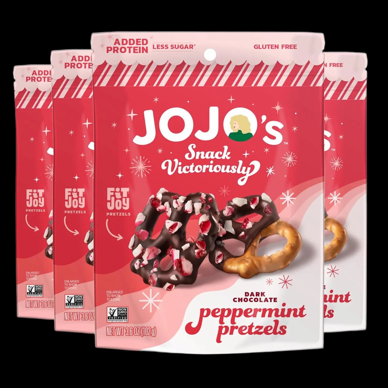 JOJO’s Dark Chocolate Peppermint Pretzels