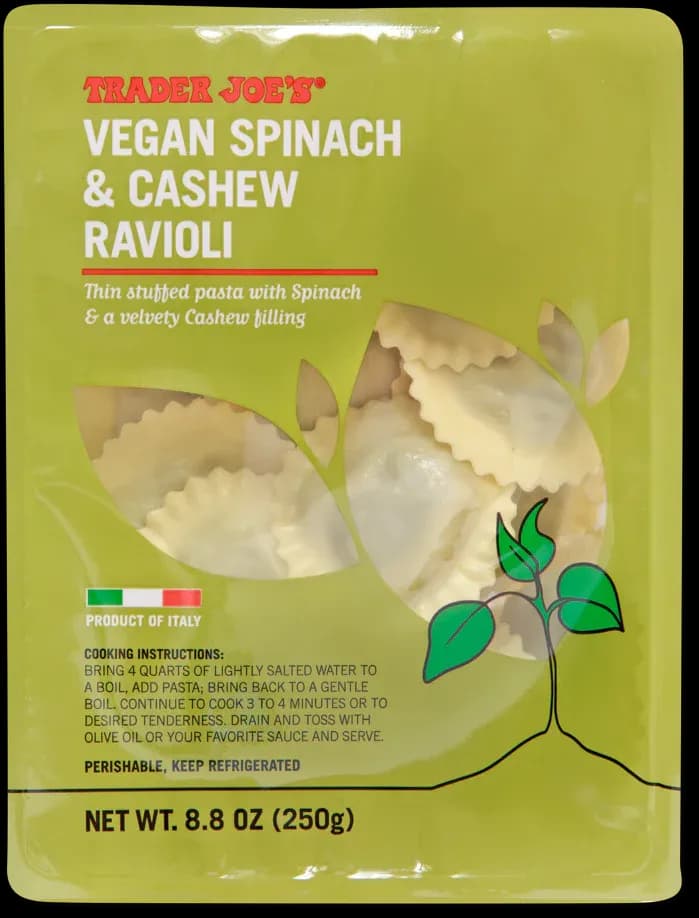 Trader Joe’s Vegan Spinach & Cashew Ravioli